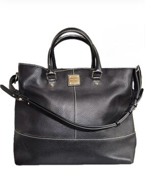 Dooney & Bourke Italian Black Pebbled Leather Chelsea Shopper Tote Bag - EUC